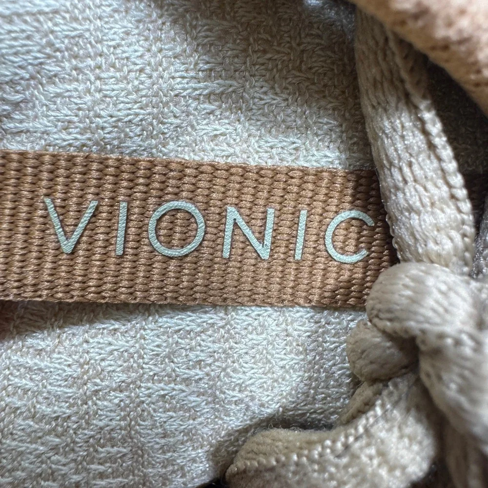 Vionic Nova Sneakers Mens 12 Tan Brown Suede Metallic Orthotic Walking Shoes